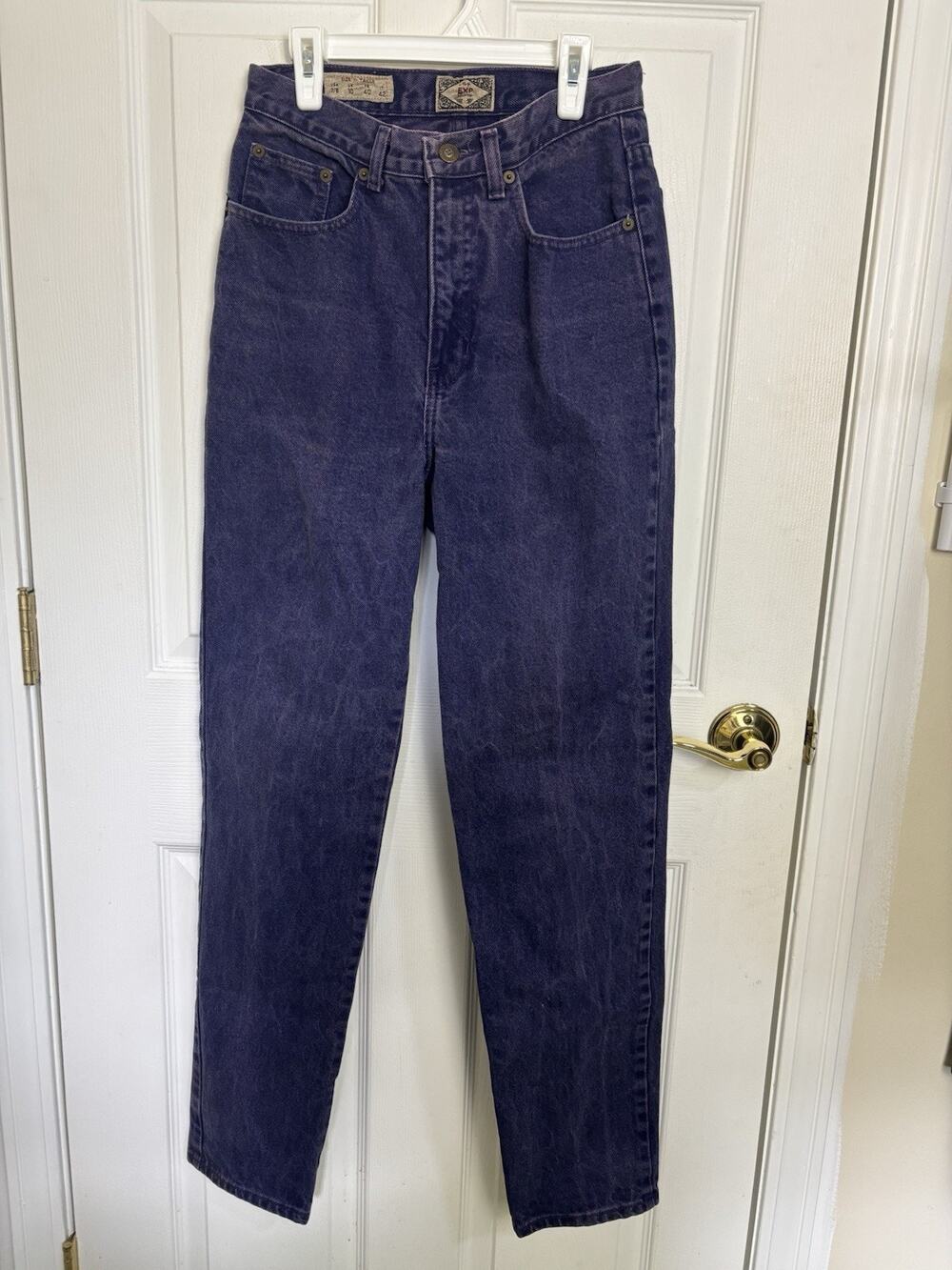 90s EXP Express Purple Stonewash High Rise Mom Jeans USA Made Cotton 7/8 Grunge